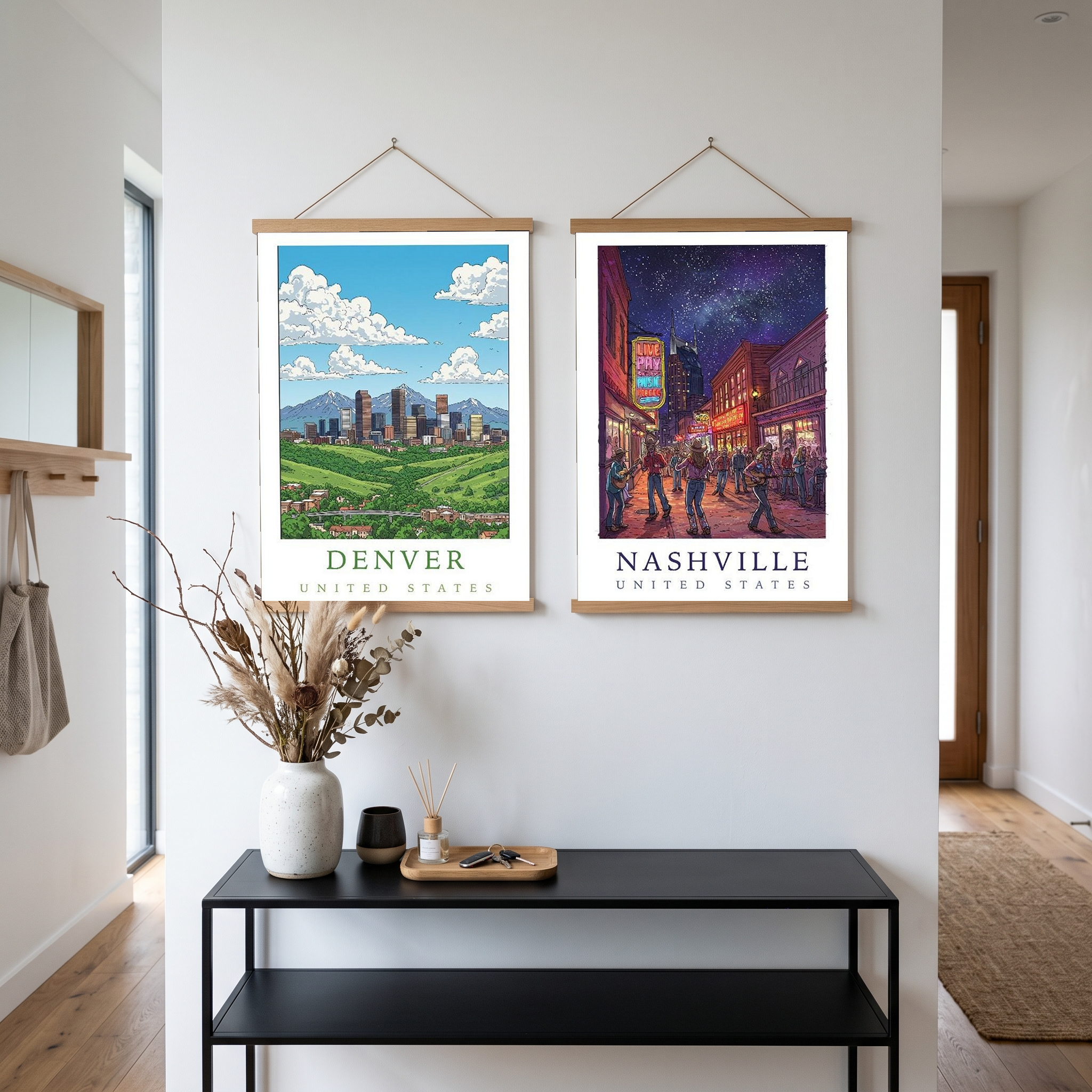 Denver Colorado Travel Poster — Rocky Mountains Mile-High Skyline Print