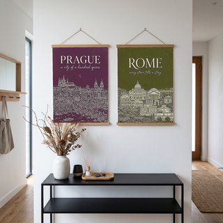 Prague Line Art Print — Plum Castle Charles Bridge Skyline Wall Art