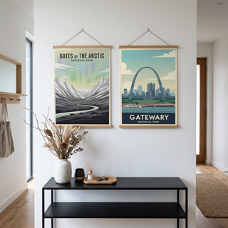 Gates of the Arctic National Park Poster — Vintage Alaska Aurora Caribou Print