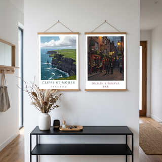Cliffs of Moher Ireland Travel Poster — Coastal Lighthouse Atlantic Print