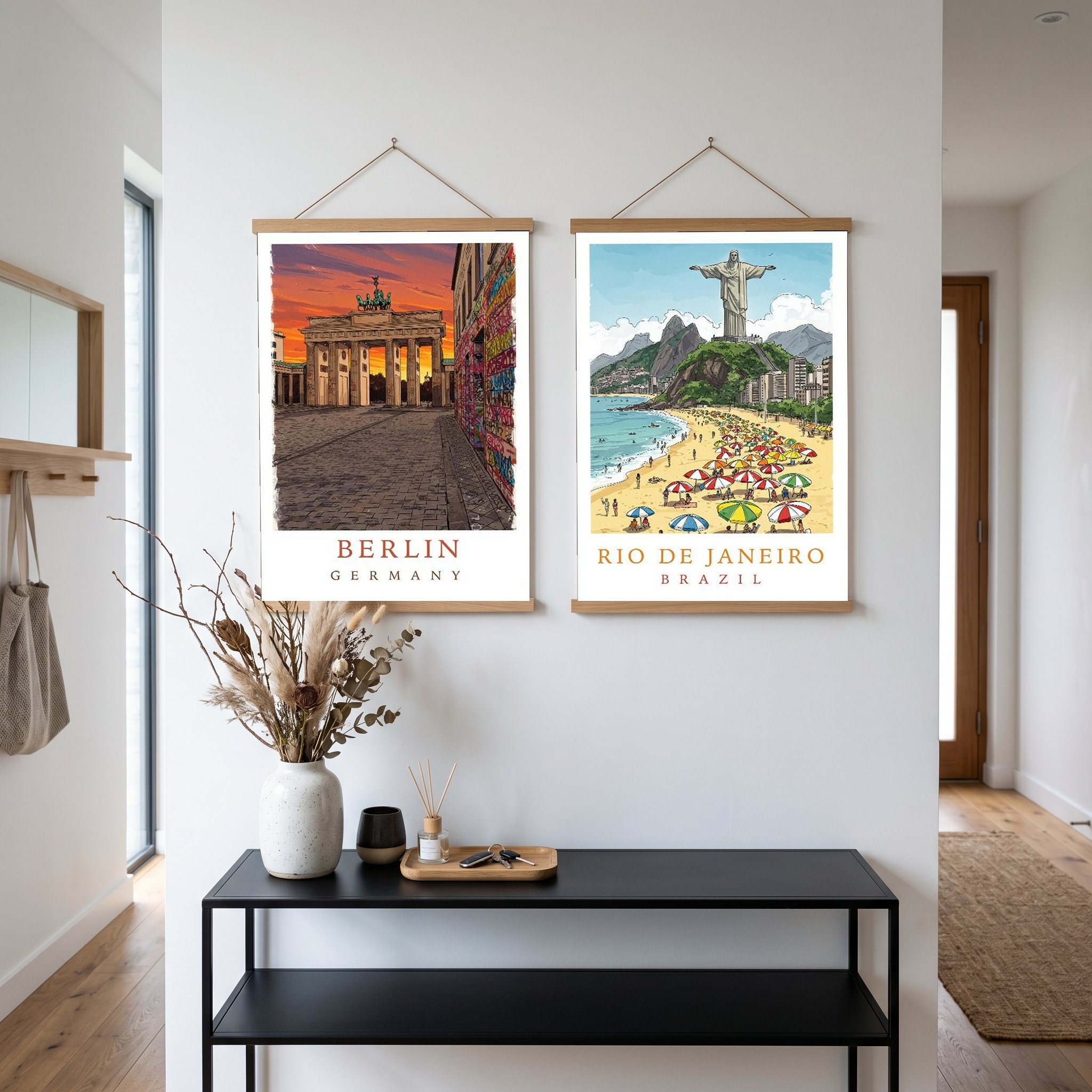 Berlin Germany Travel Poster — Brandenburg Gate Sunset Graffiti Print