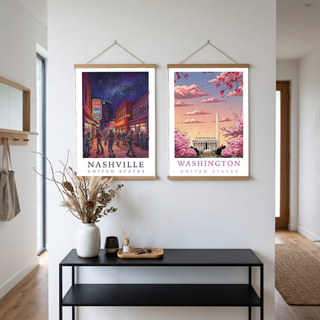 Nashville Travel Poster — Music City Broadway Honky Tonks Night Print