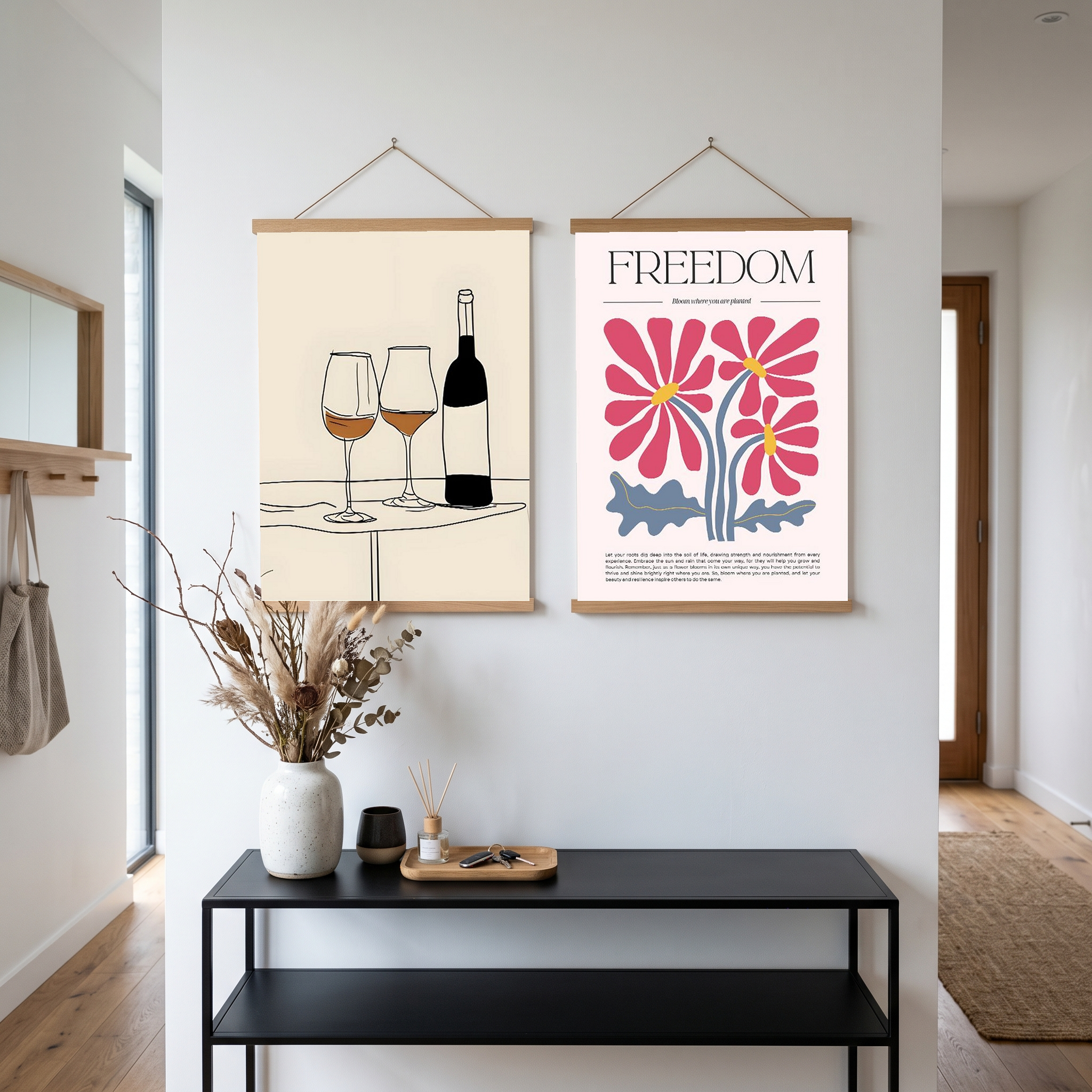 Minimalist Wine Line Art Print – Modern Kitchen & Bar Cart Poster
