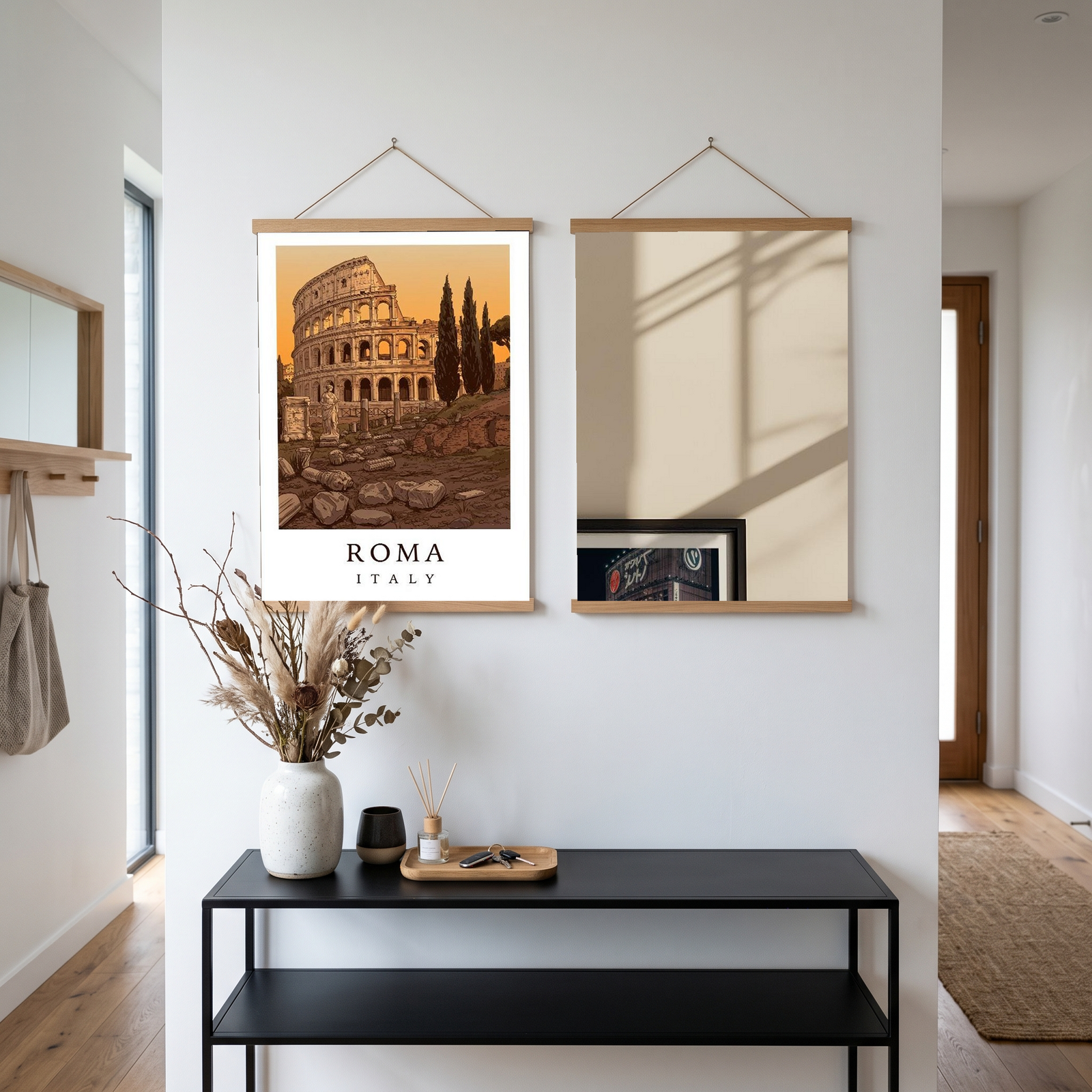 Rome Italy Travel Poster — Colosseum Ancient Ruins Cypress Print