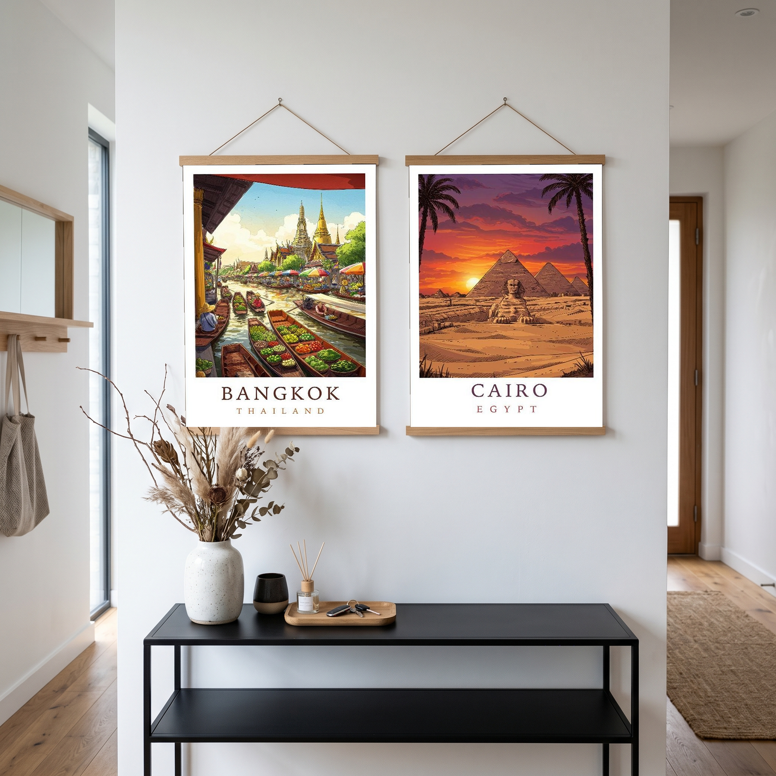 Bangkok Thailand Travel Poster — Floating Market Wat Arun Print