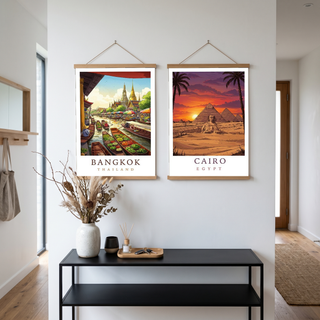 Bangkok Thailand Travel Poster — Floating Market Wat Arun Print