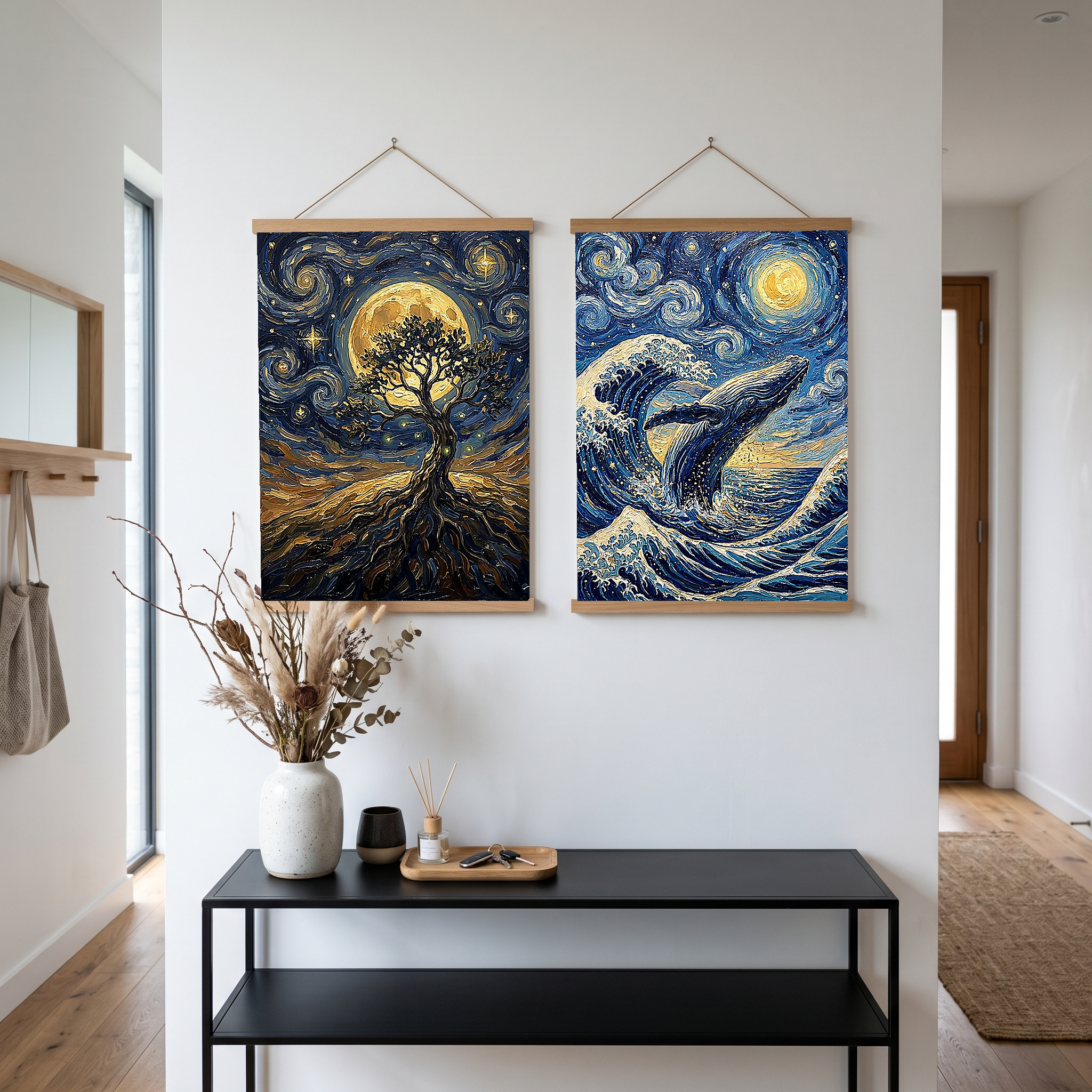 Tree of Life Full Moon Print — Van Gogh-Style Mystical Spiritual Wall Art