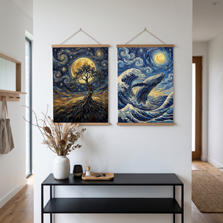 Tree of Life Full Moon Print — Van Gogh-Style Mystical Spiritual Wall Art