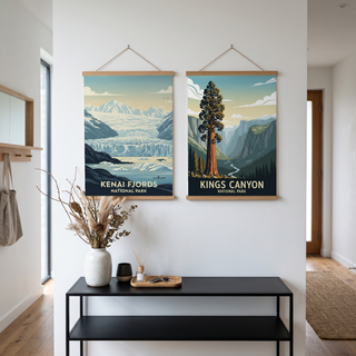 Kenai Fjords National Park Poster — Vintage Alaska Glacier Whale Kayak Print