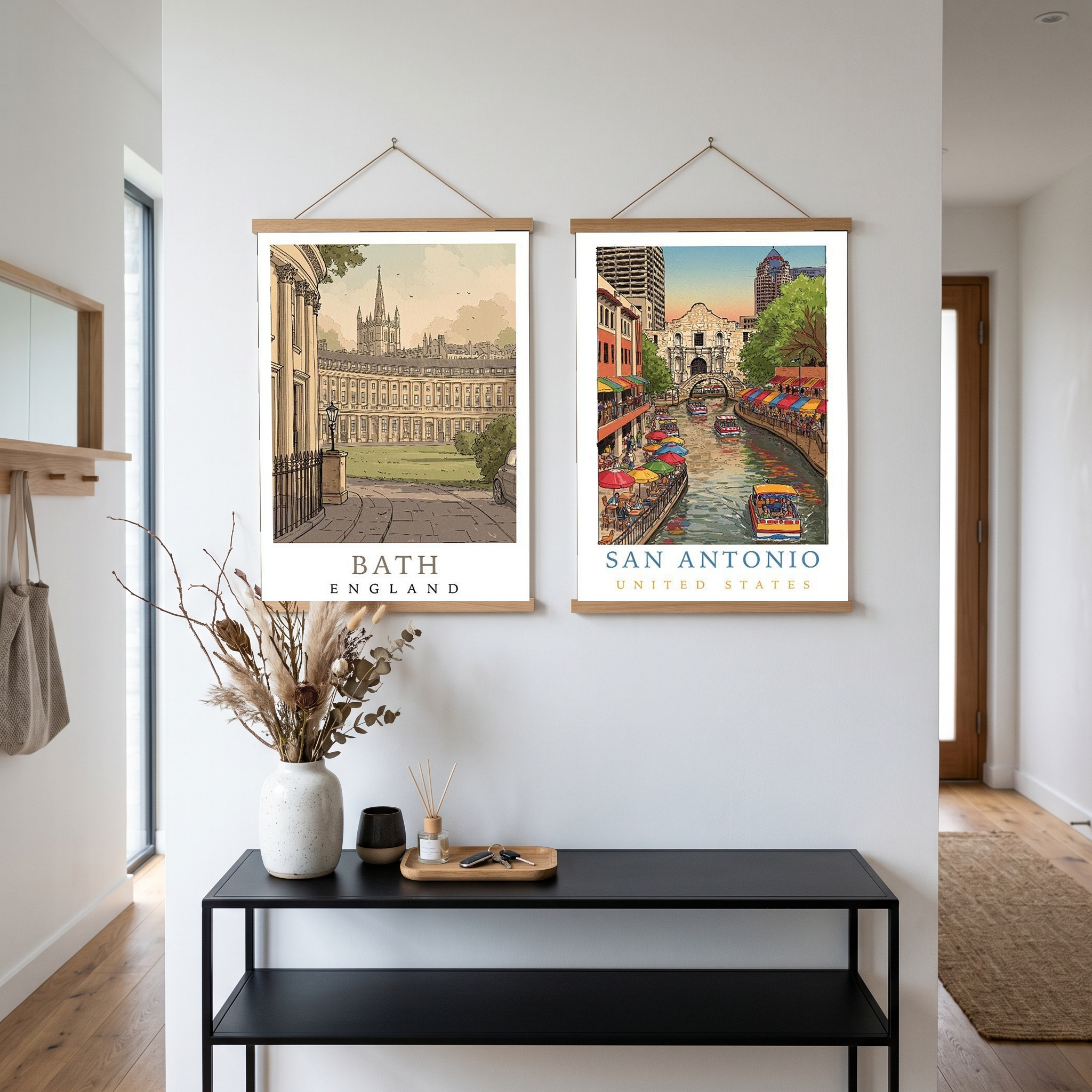Bath England Travel Poster — Royal Crescent Abbey Georgian Print