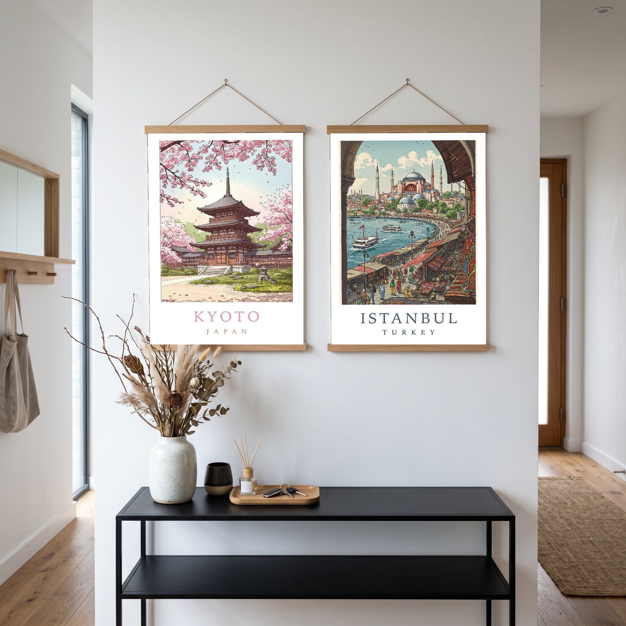 Kyoto Japan Travel Poster — Cherry Blossom Pagoda Temple Print