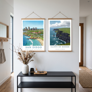 San Diego Travel Poster — Coastal Skyline Cabrillo Beach Print