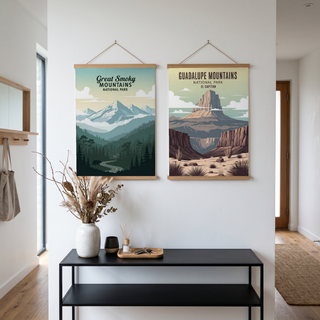 Great Smoky Mountains National Park Poster — Vintage Black Bear Foggy Ridges Print