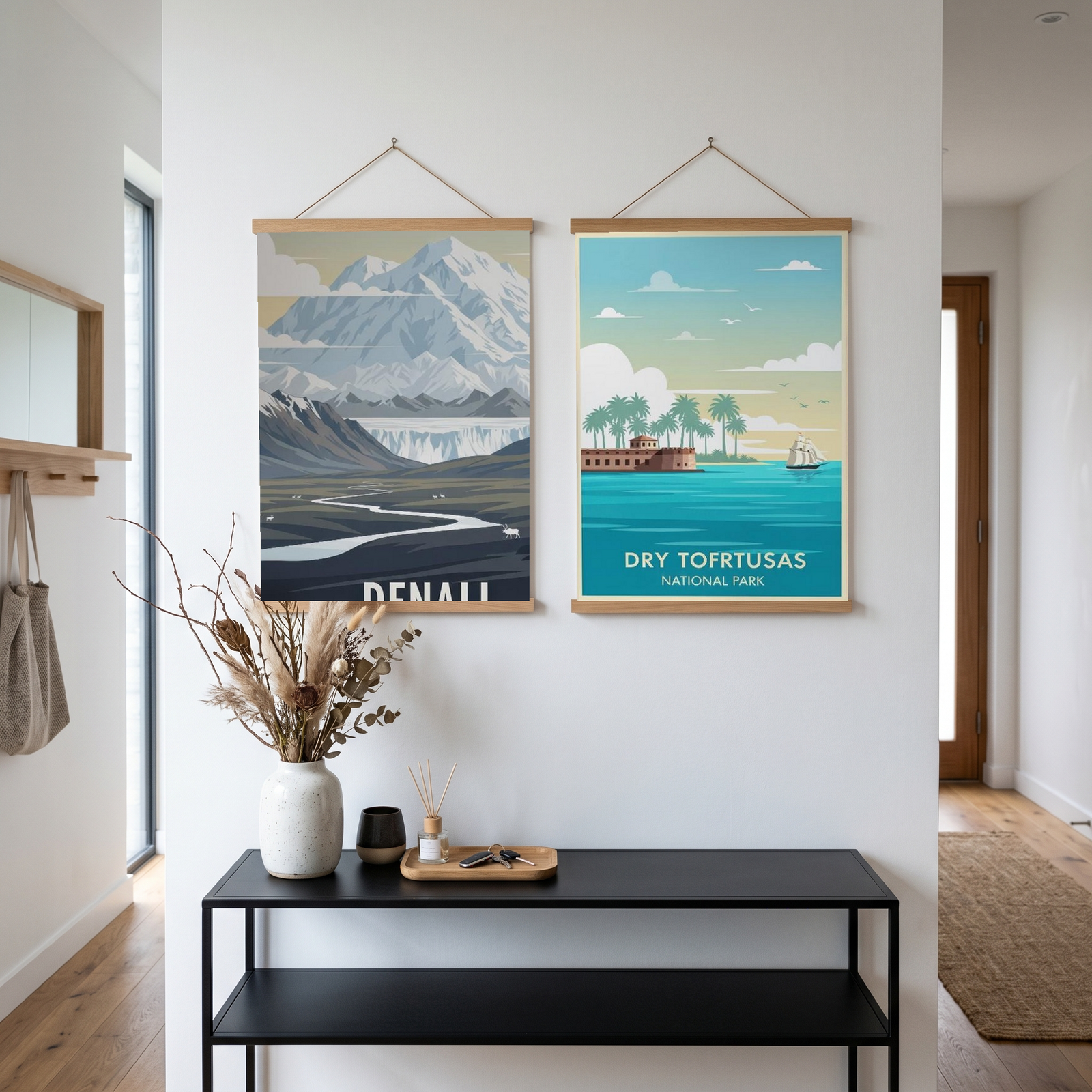 Denali National Park Poster — Vintage Alaska Caribou Mount McKinley Print