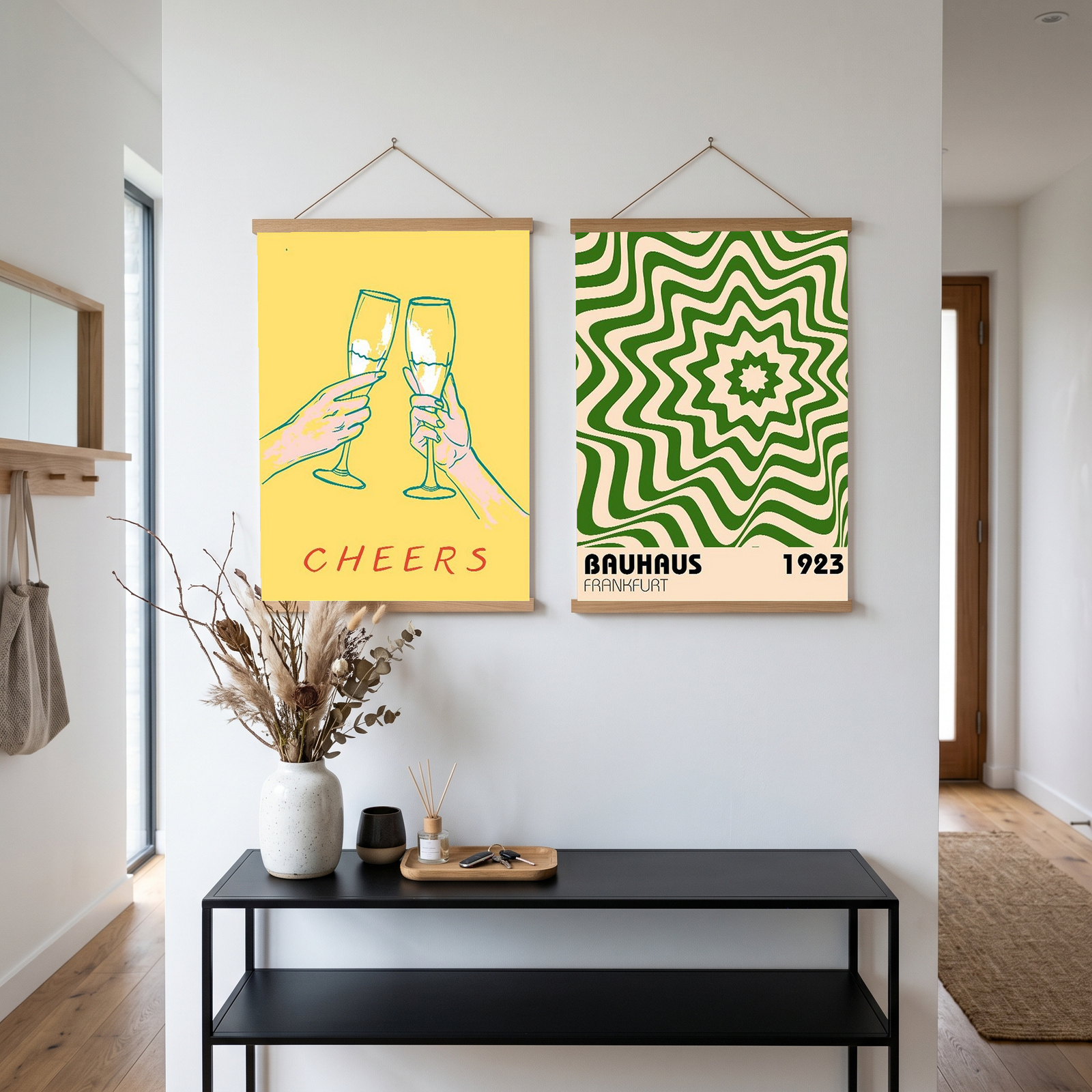 Cheers Champagne Toast Poster - Retro Cocktail Bar Cart Wall Art Print