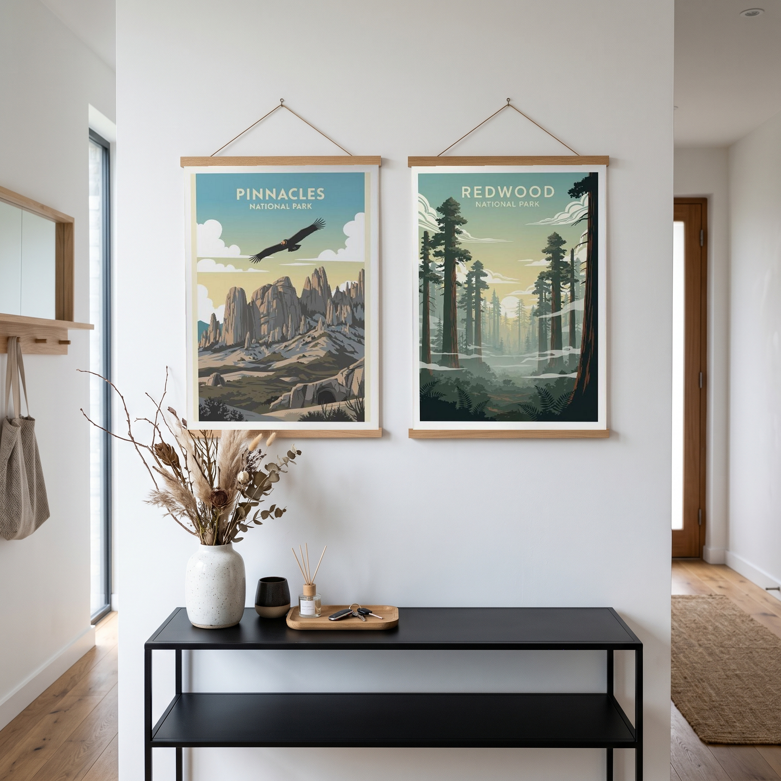 Pinnacles National Park Poster — Vintage California Condor Rock Spires Print