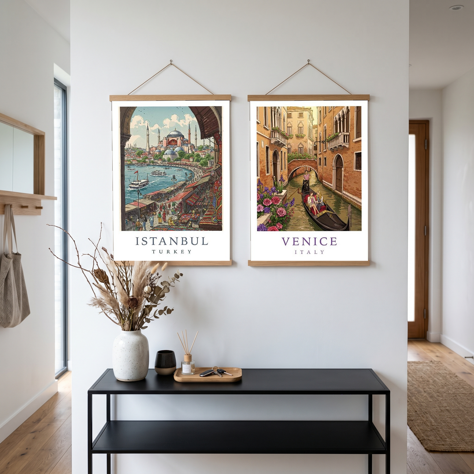 Istanbul Turkey Travel Poster — Hagia Sophia Bosphorus Bazaar Print