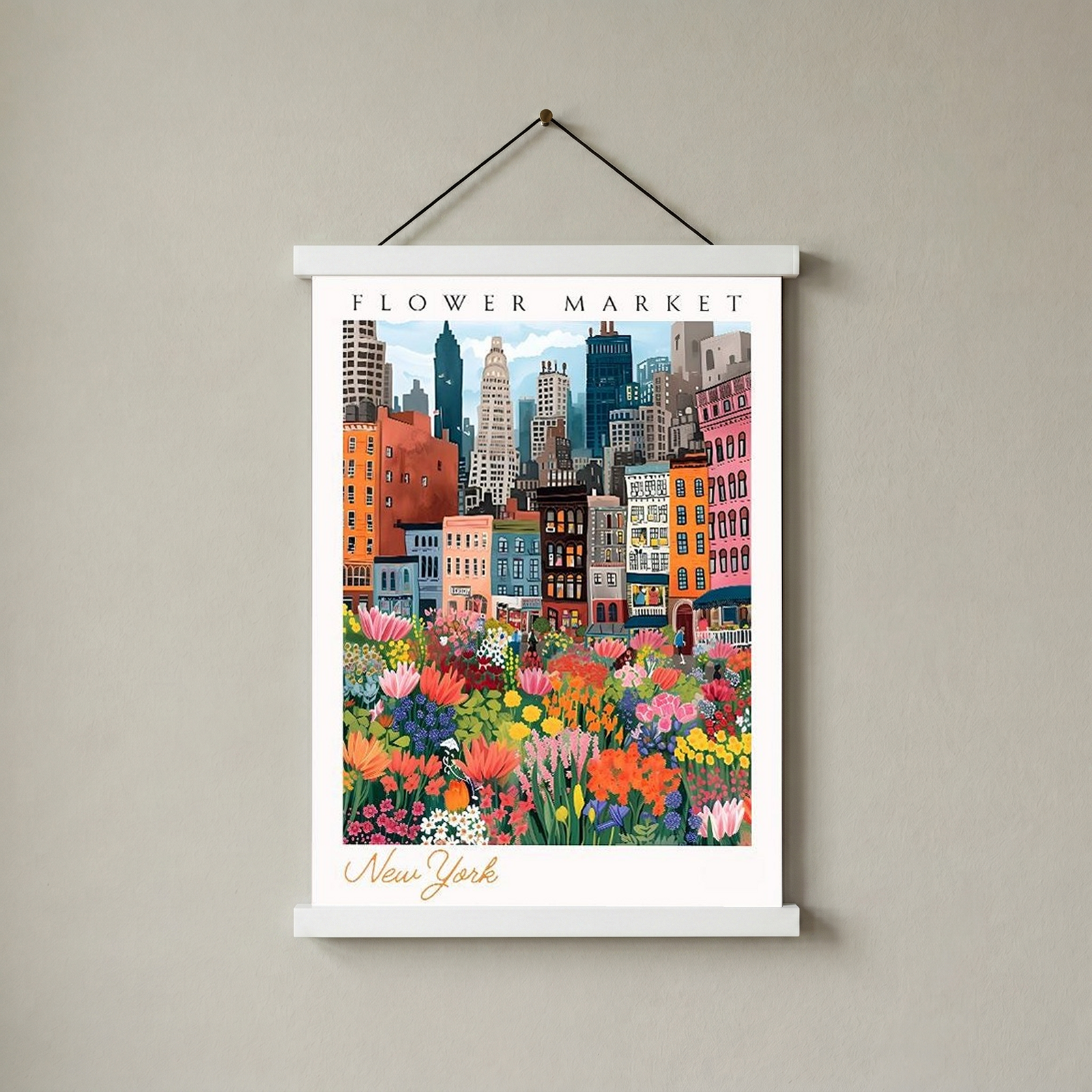 New York Flower Market — Vibrant Cityscape Botanical Wall Art Print