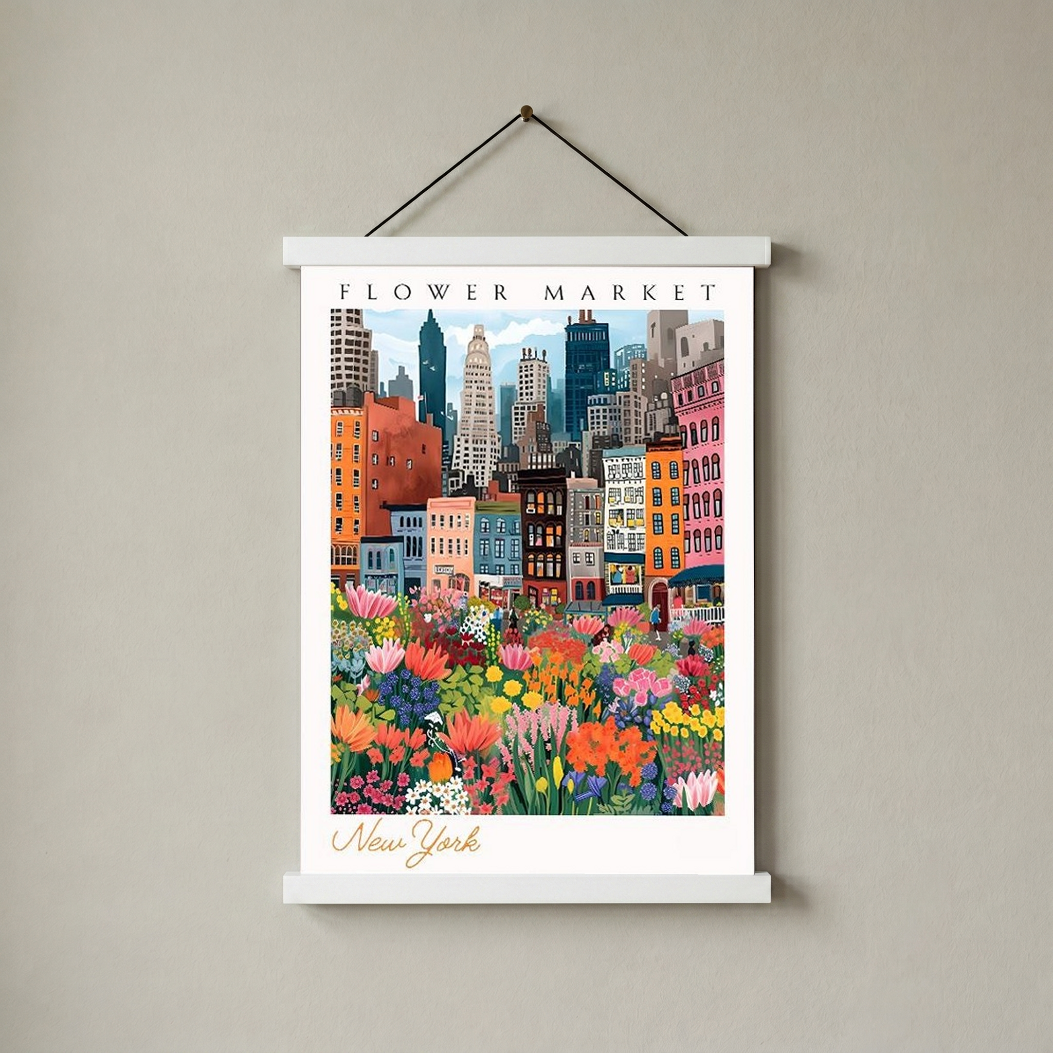 New York Flower Market — Vibrant Cityscape Botanical Wall Art Print