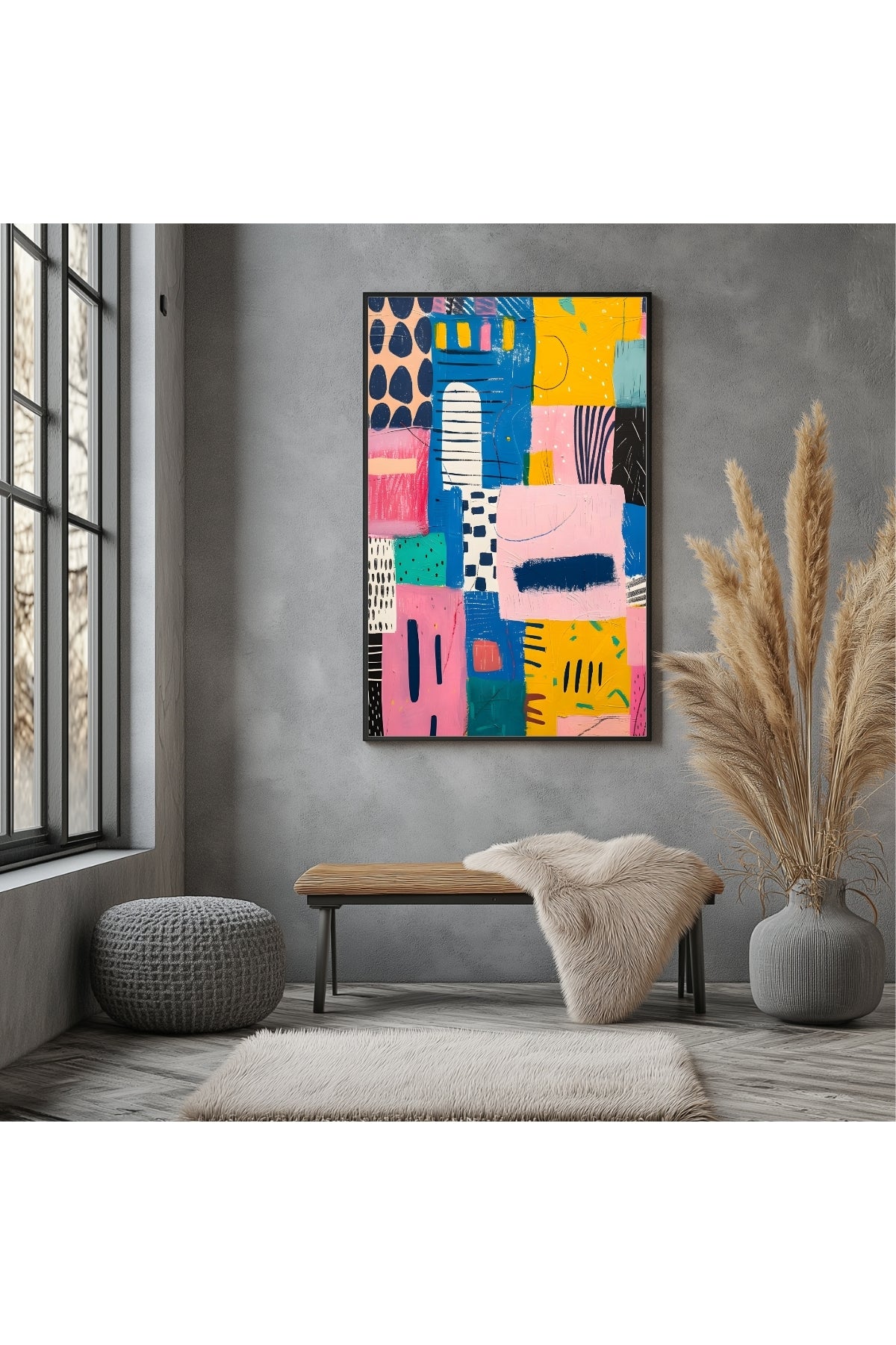 Vibrant Collage Wall Art Print — Bold Mixed Media Poster
