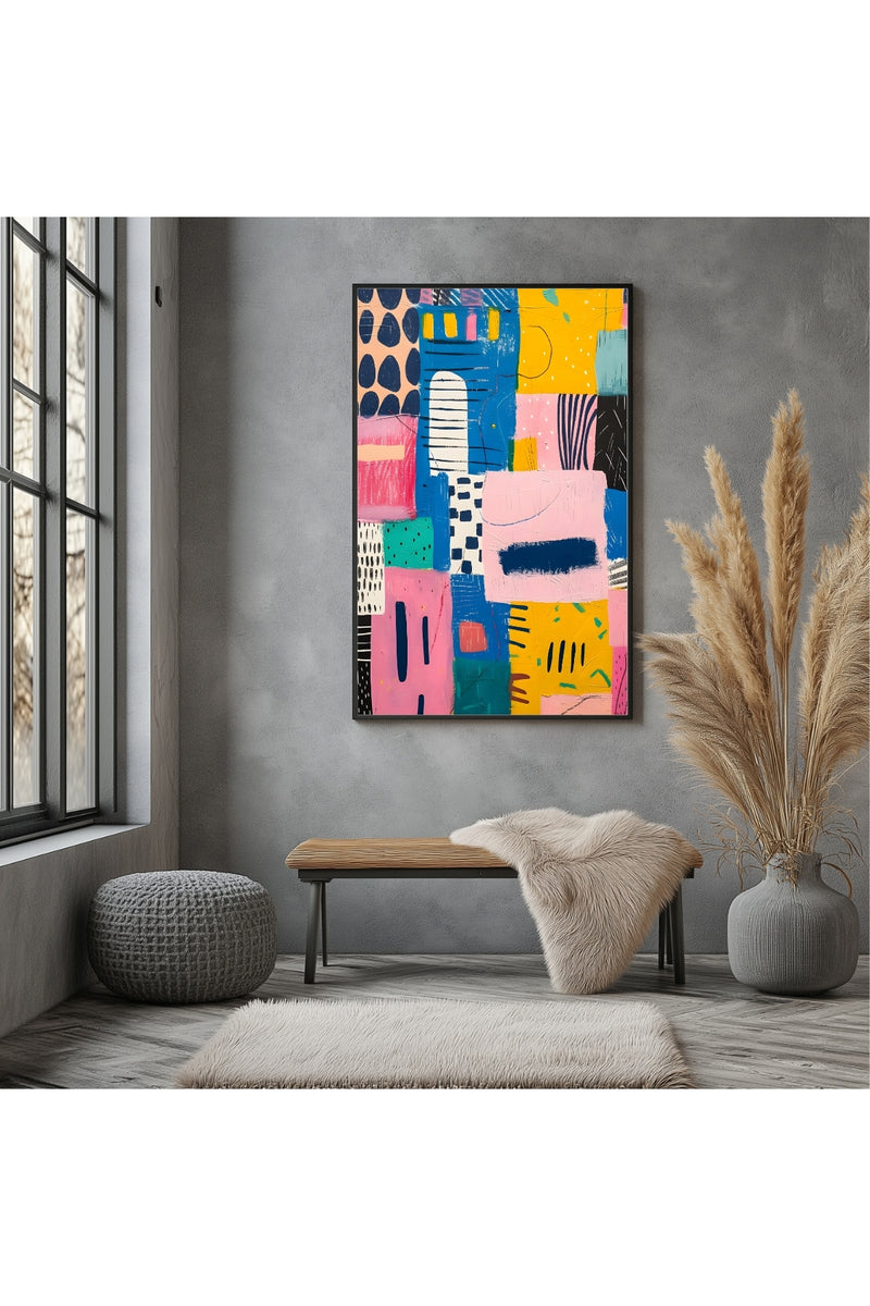 Vibrant Collage Wall Art Print — Bold Mixed Media Poster