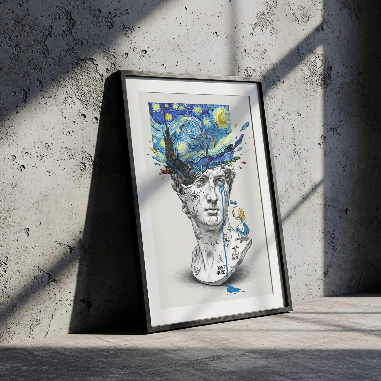 We're All Mad Here Van Gogh — Surreal Self-Portrait Wall Art Print