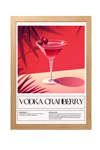 Vodka Cranberry Wall Art Print — Classic Pink Cocktail Poster