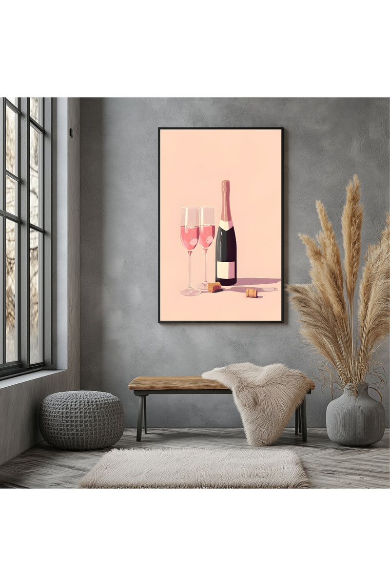 Blush & Bubbles Wall Art Print — Pink Champagne Aesthetic Poster