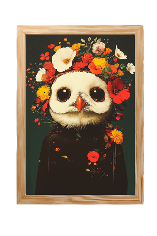 Blossom Bird Wall Art Print — Botanical Floral Bird Illustration Poster