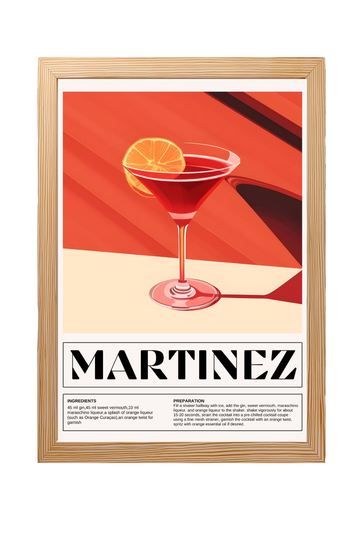 Martinez Wall Art Print — Vintage Pre-Prohibition Cocktail Poster