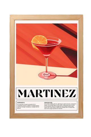 Martinez Wall Art Print — Vintage Pre-Prohibition Cocktail Poster