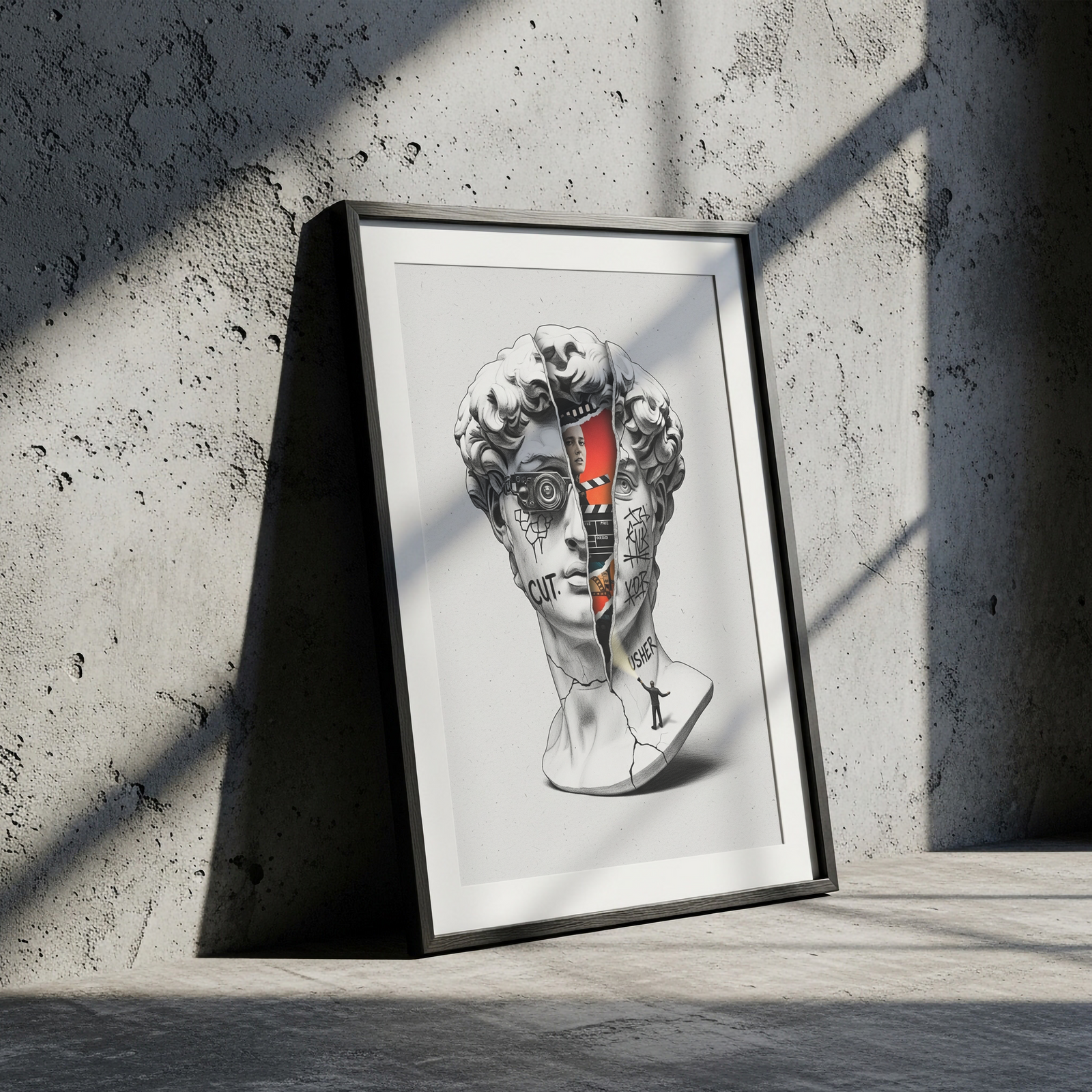 Cut! Cinema — Surreal David Bust Wall Art Print