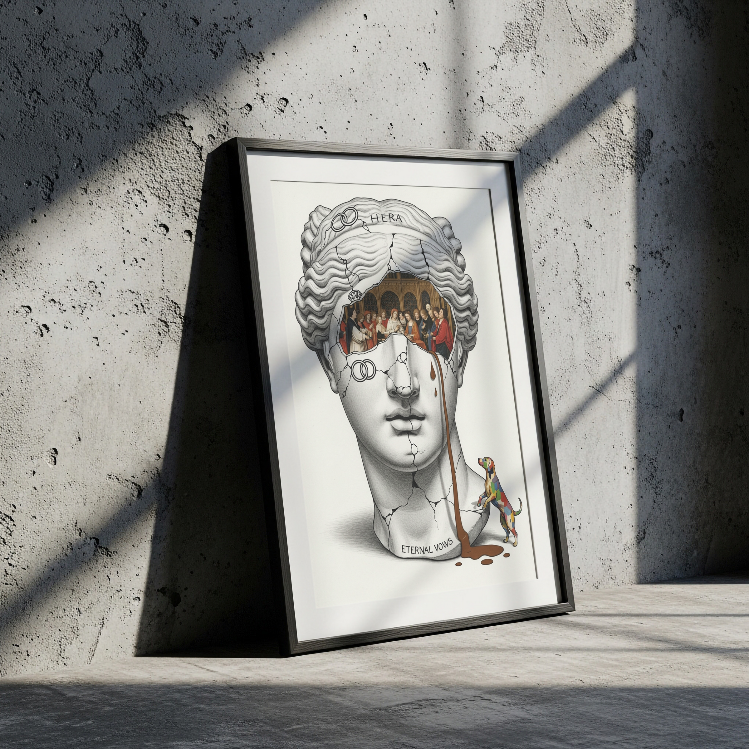 Hera Eternal Vows — Surreal Goddess Bust Wall Art Print