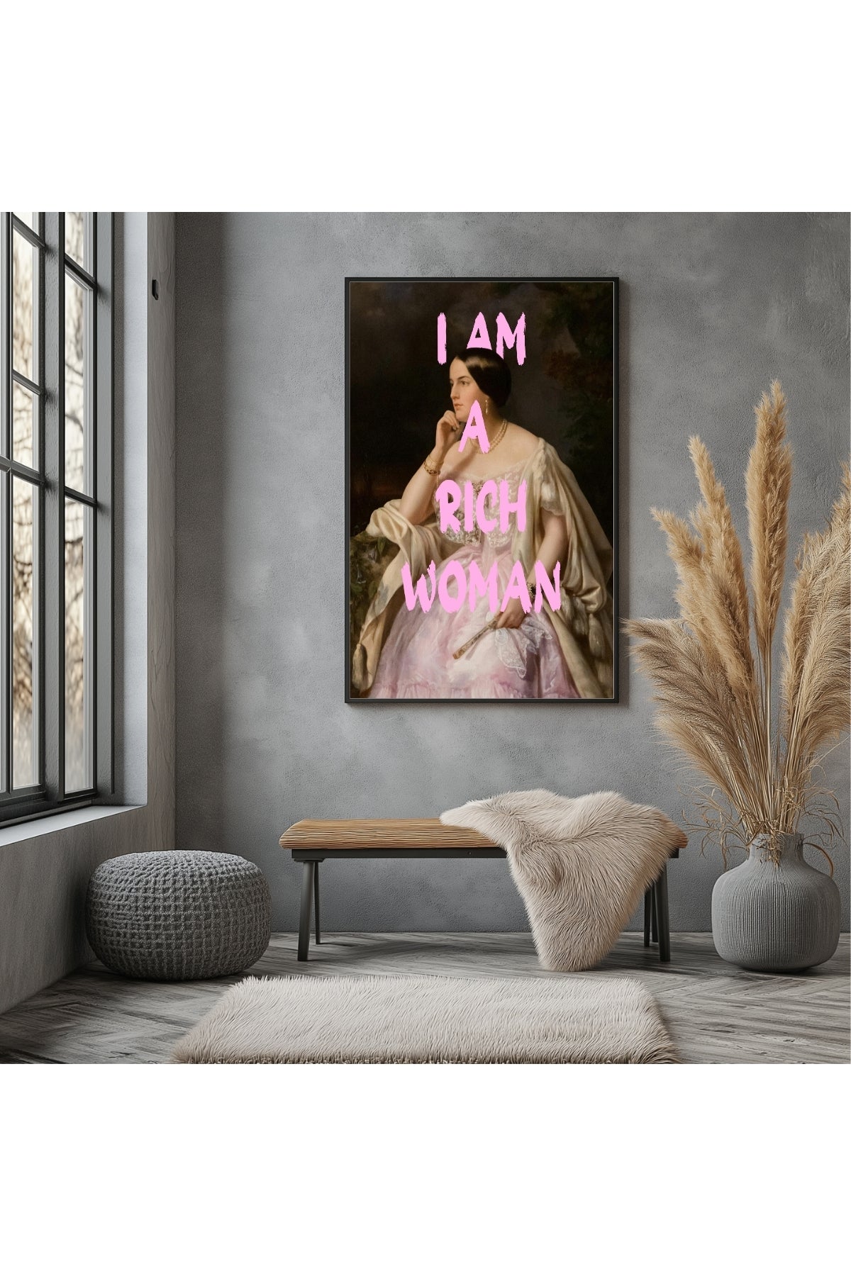 I Am Rich Woman Wall Art Print — Abundance Manifestation Quote Poster