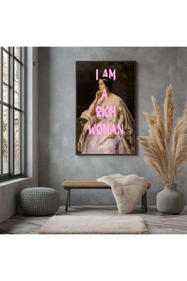 I Am Rich Woman Wall Art Print — Abundance Manifestation Quote Poster