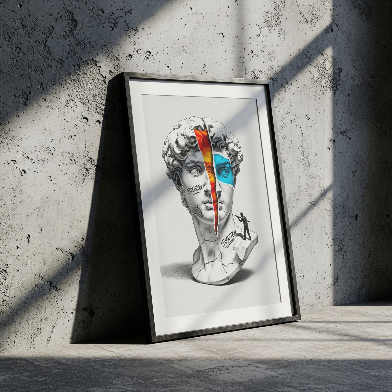 Precision & Sketch — Surreal David Bust Wall Art Print