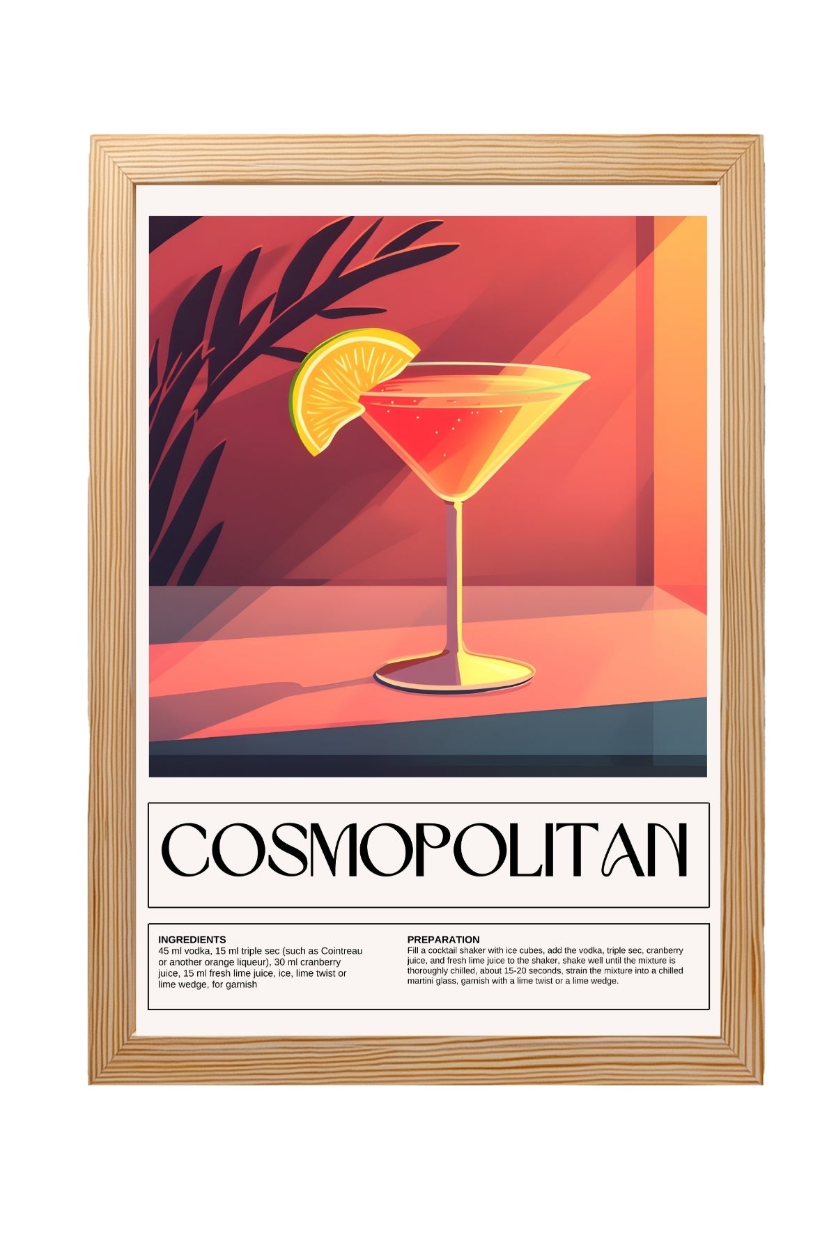 Cosmopolitan Wall Art Print — Pink Cocktail Poster
