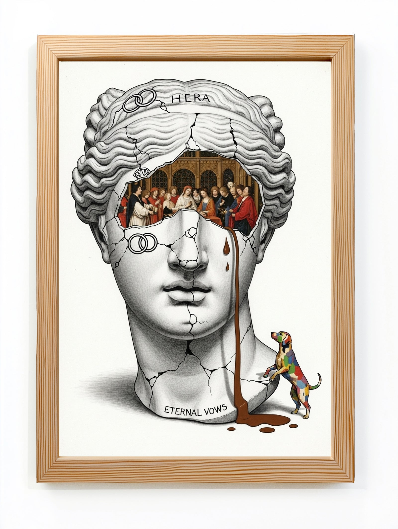 Hera Eternal Vows — Surreal Goddess Bust Wall Art Print