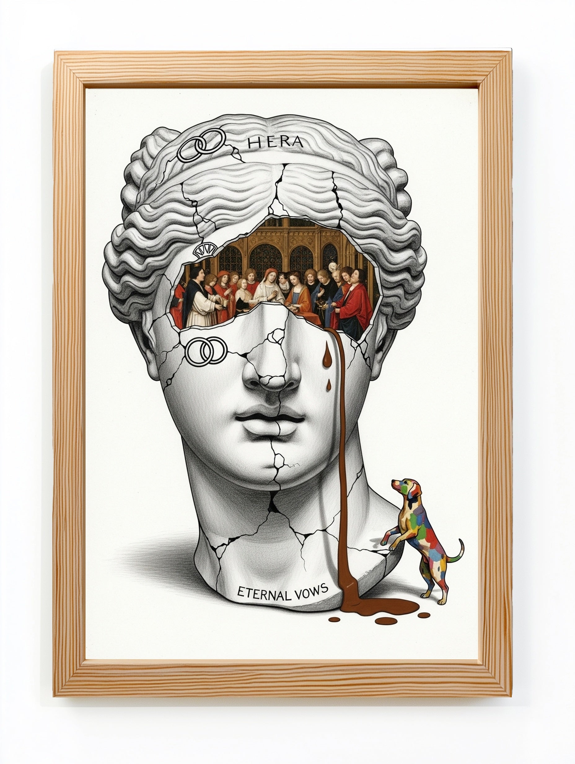 Hera Eternal Vows — Surreal Goddess Bust Wall Art Print