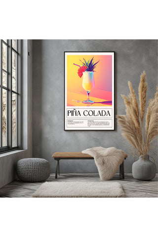 Pina Colada Wall Art Print — Tropical Coconut Rum Cocktail Poster