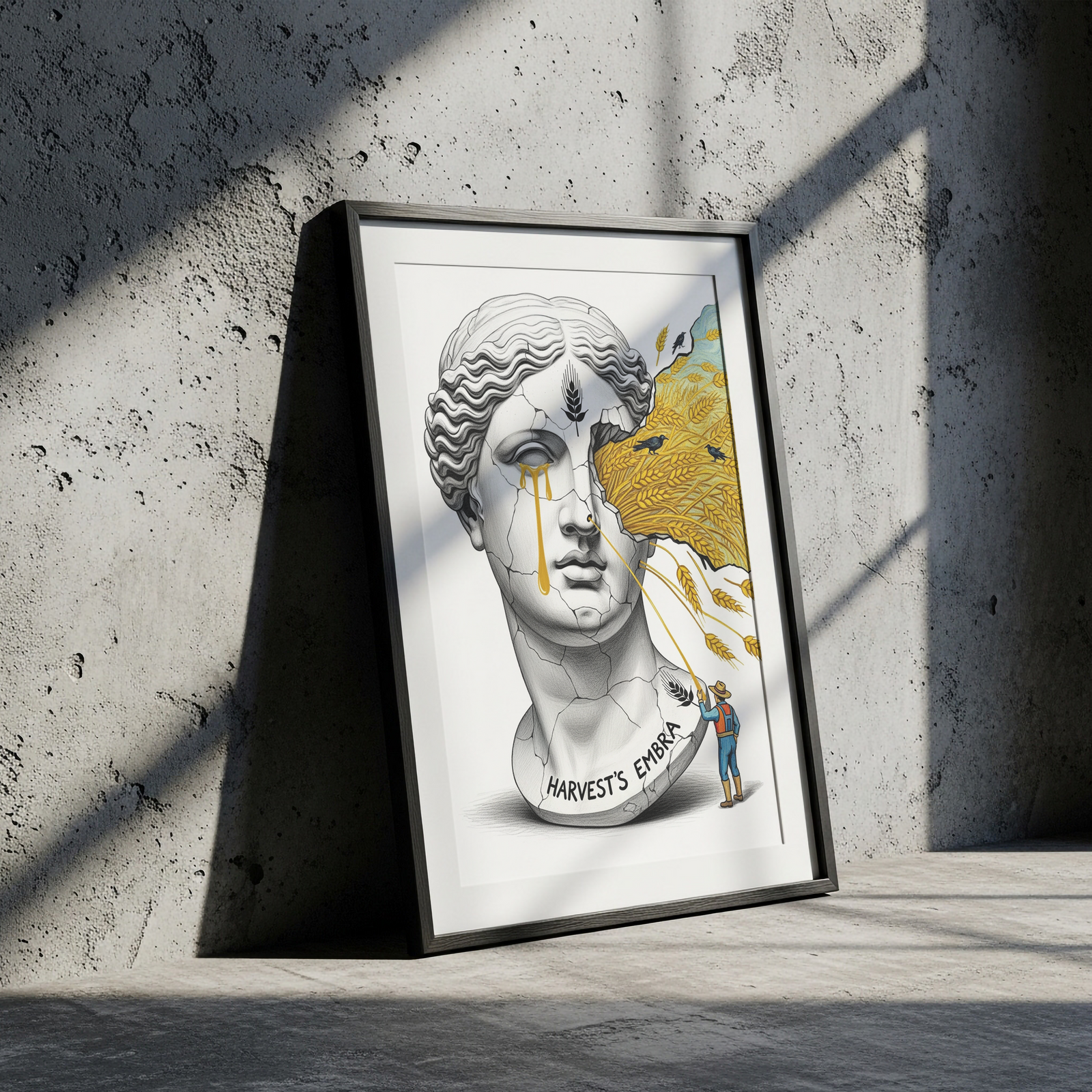Harvest's Embrace — Surreal Demeter Bust Wall Art Print