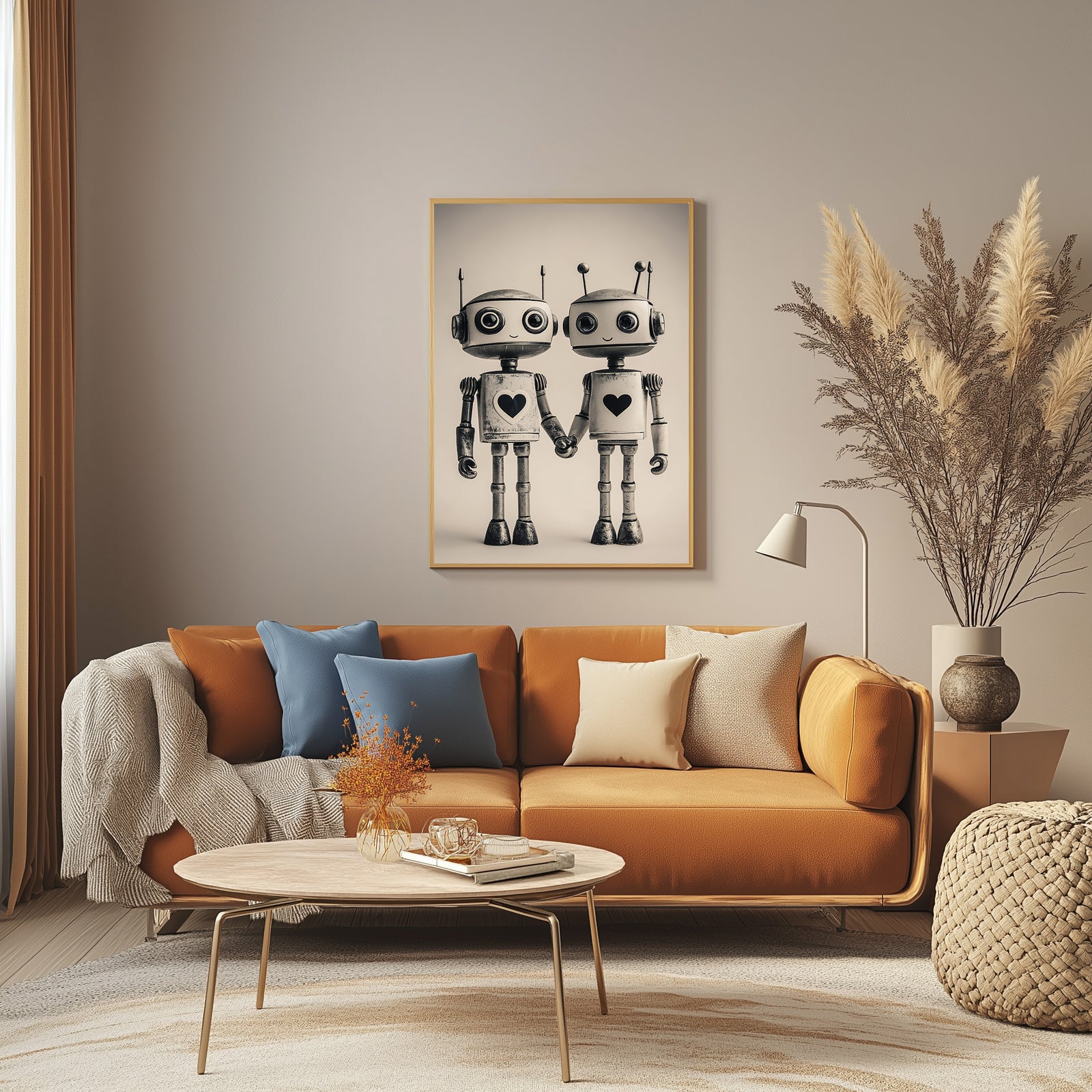 Mechanical Hearts Wall Art Print — Industrial Robot Love Poster