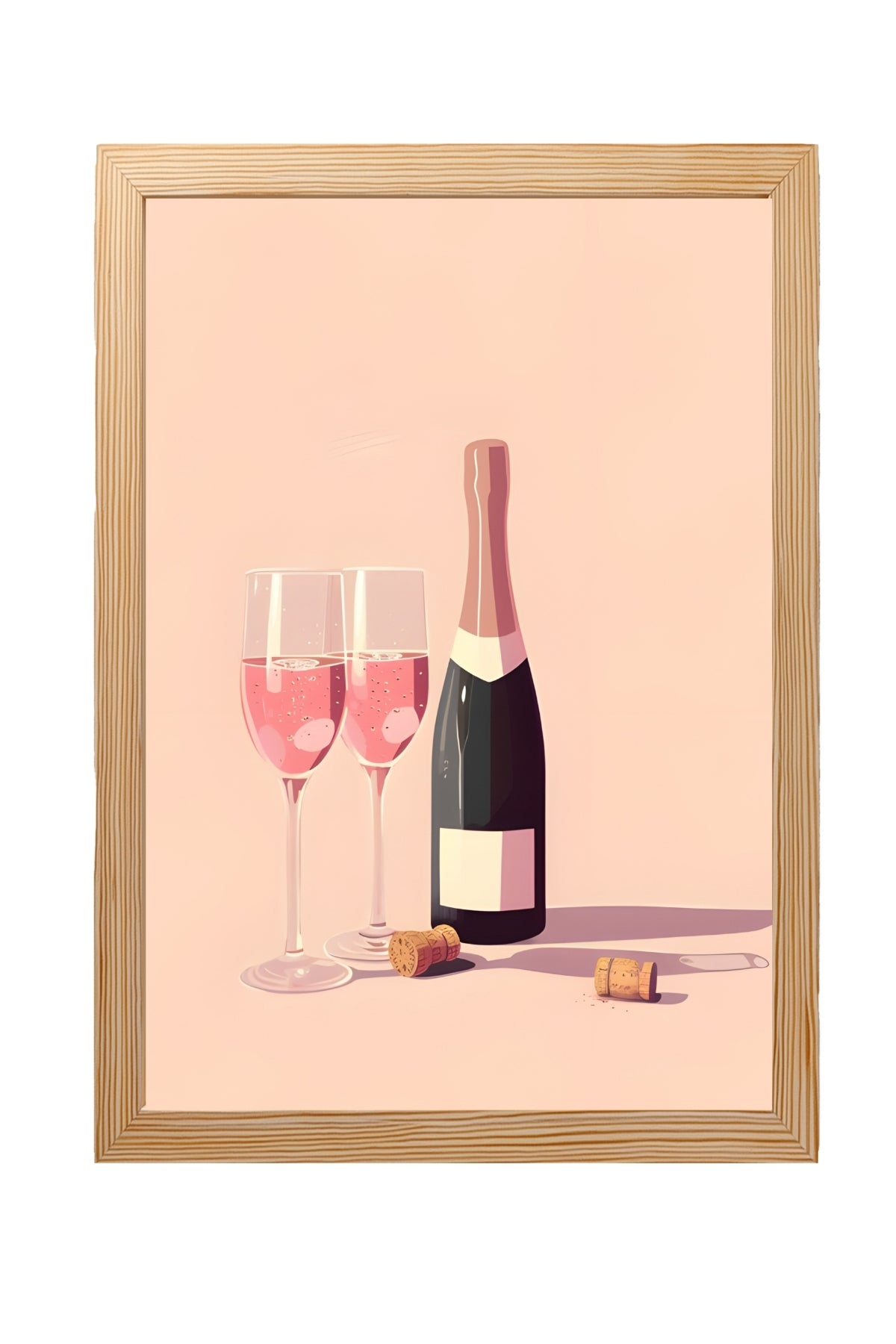 Blush & Bubbles Wall Art Print — Pink Champagne Aesthetic Poster