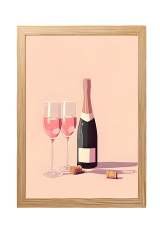 Blush & Bubbles Wall Art Print — Pink Champagne Aesthetic Poster