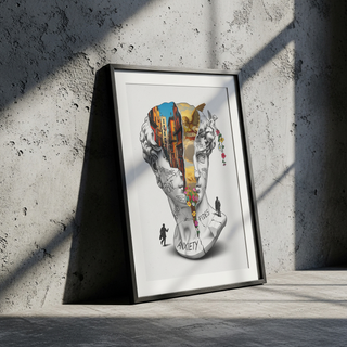 Anxiety & Faith — Surreal David Bust Wall Art Print