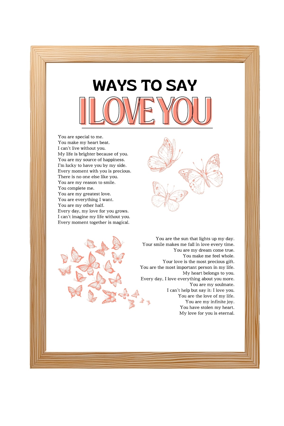 Ways to Say I Love You Wall Art Print — Multilingual Love Quote Poster