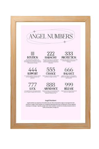 Angel Numbers Wall Art Print — 111 222 333 Manifestation Poster