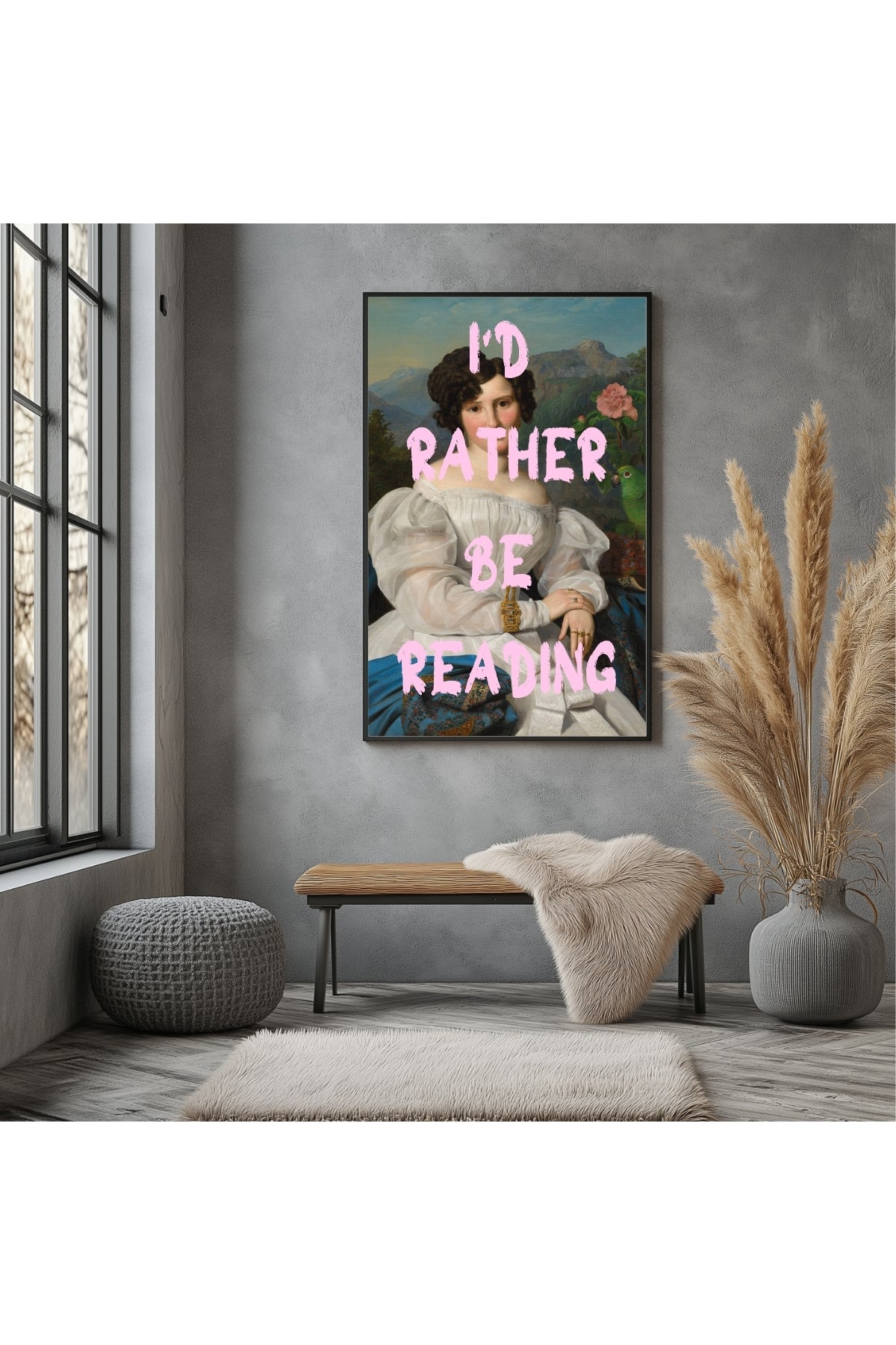 I'd Rather Be Reading Wall Art Print — Book Lover Quote Poster