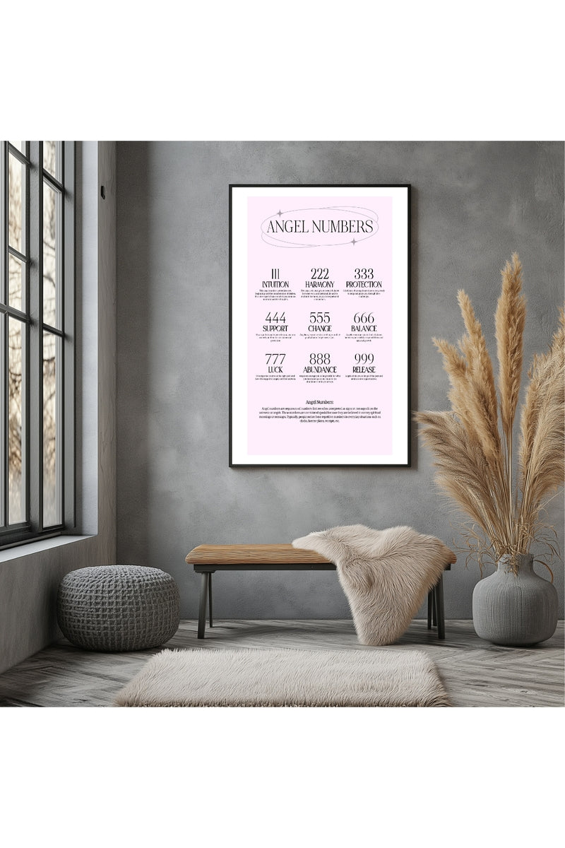 Angel Numbers Wall Art Print — 111 222 333 Manifestation Poster