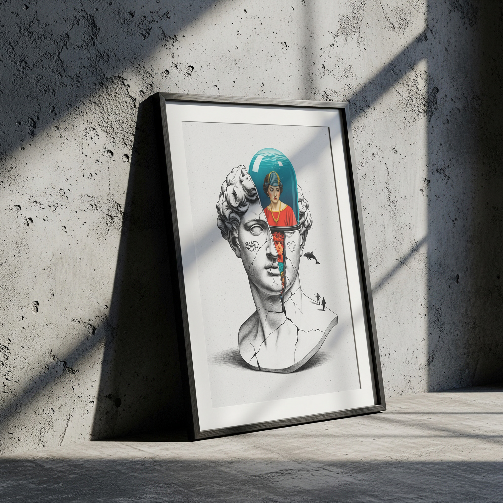 Aquarium Mind — Surreal David Bust Wall Art Print